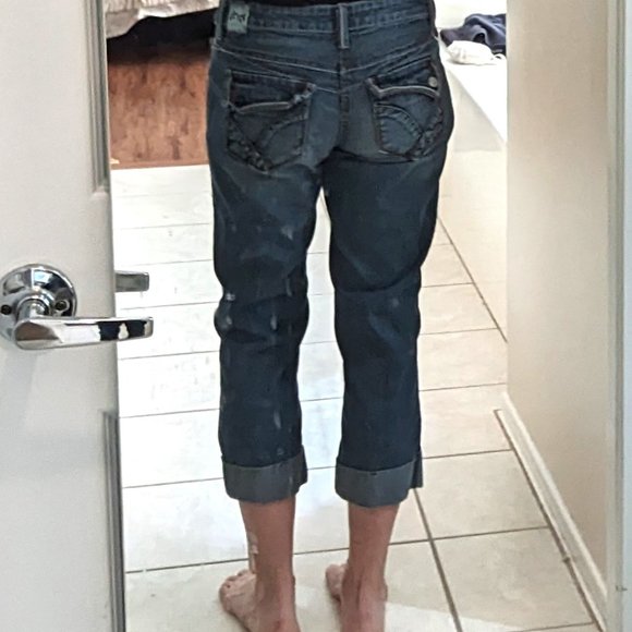 17/21 Exclusive Denim blue denim CAPRIS JEANS women’s sz 8 - Picture 4 of 10